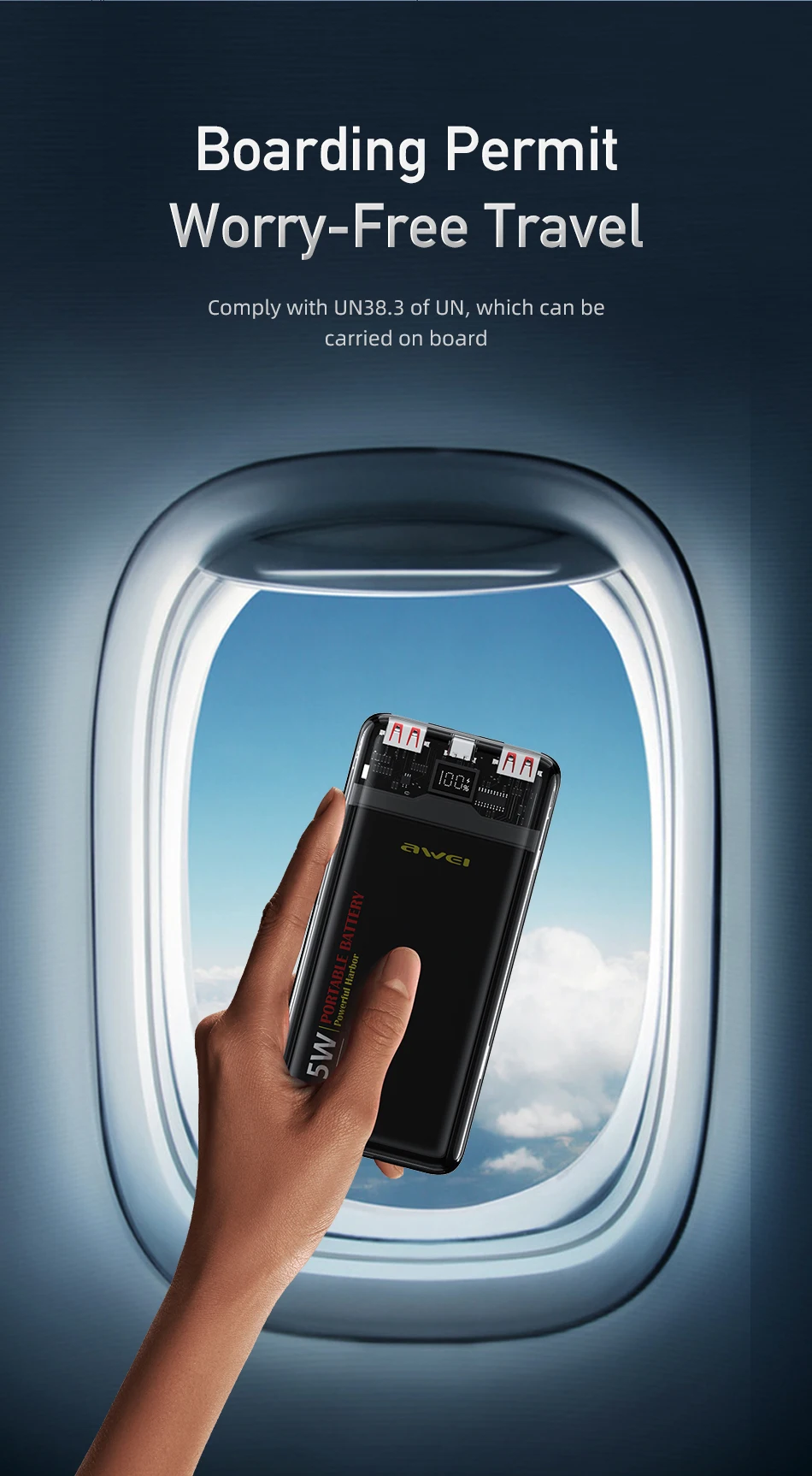 Awei P24K 10000mAh 22.5W Digital Display Power Bank description image 7