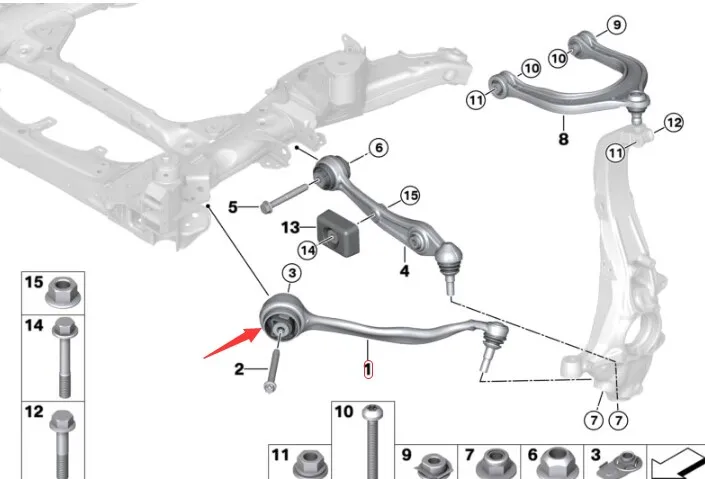 하부 암 부싱, BMW G05, G06, G07, G08, X5, X6, X7, 31106893551,31106893549,31106893550,31106878073,31106878074, 모두 신제품
