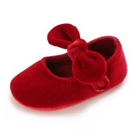 Chaussures en velours rouge pour nouveau-né fille de 0 à 18 mois, chaussures de princesse de noël pour bébé fille de 0 à 18 mois, avec nœud pour les premiers pas 6