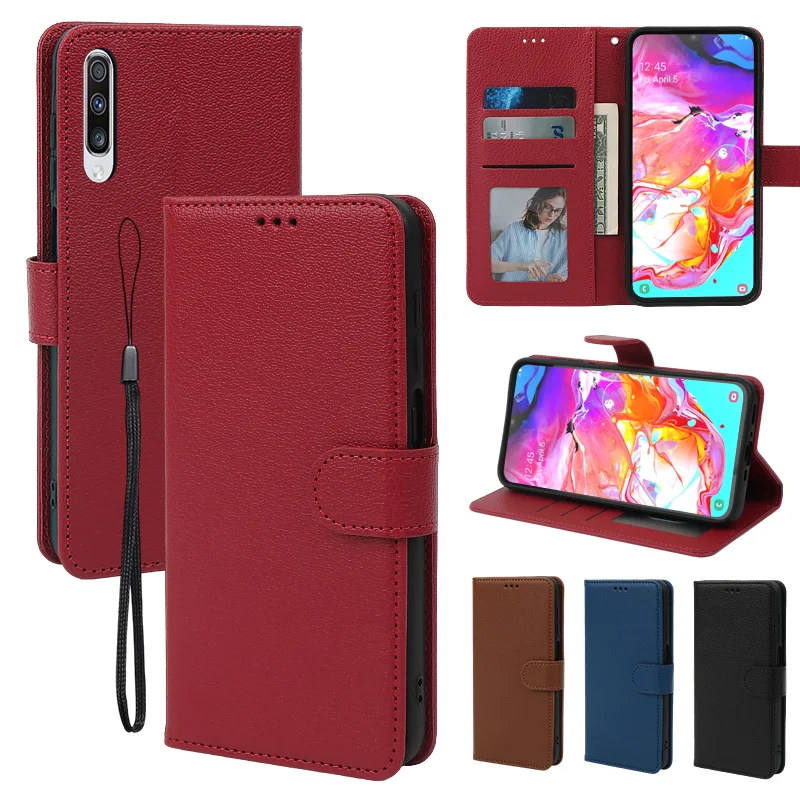 Leather Wallet Flip Case - Shockproof Protection & Soft Silicone Cover for Samsung Galaxy A70/A70S