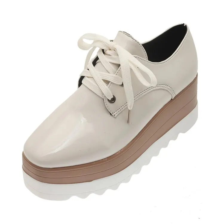 2021 Spring New Women Flat Platform Shoes Slip on Moccains Ladies Casual Shoes Woman Thick Sole Brogue Creepers Sneakers 
