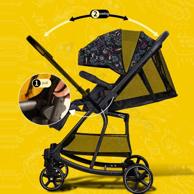 Baby stroller / can sit and lie down two-way lightweight stroller can be folded / shopping cart 0-3 years old baby