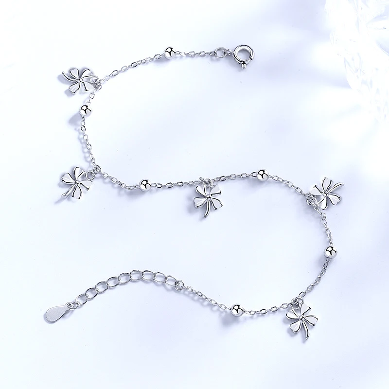 925 Sterling Silver Lucky Clover Pendant Anklets Women Jewelry Gift Foot Chain