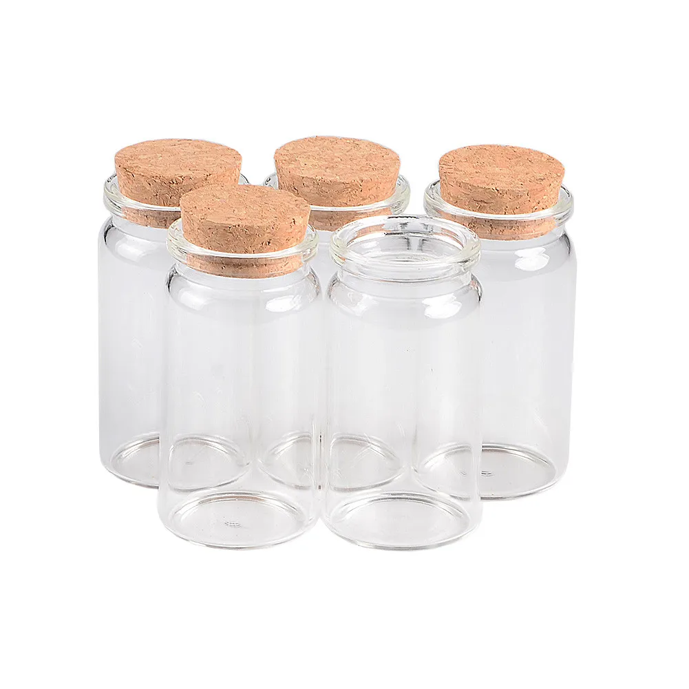 6pcs 25ml 30ml 40ml 50ml 60ml 80ml 90ml 160ml Glass Bottles Stopper Storage Spice Corks Spicy Candy Containers Jars Vials 6