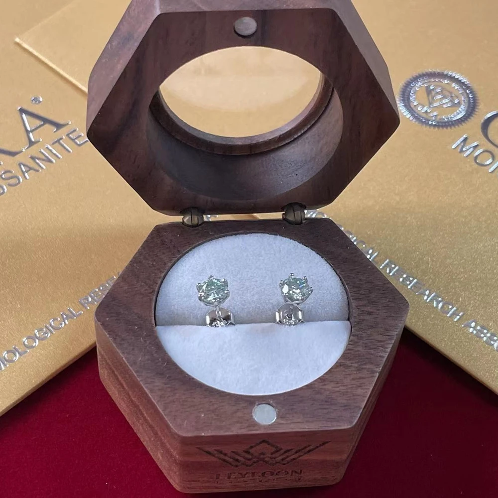 Silver earrings PuBang 925 Sterling Silver 0.5CTx2PCS GRA Moissanite Diamond Stud Earrings for Women Men Gift