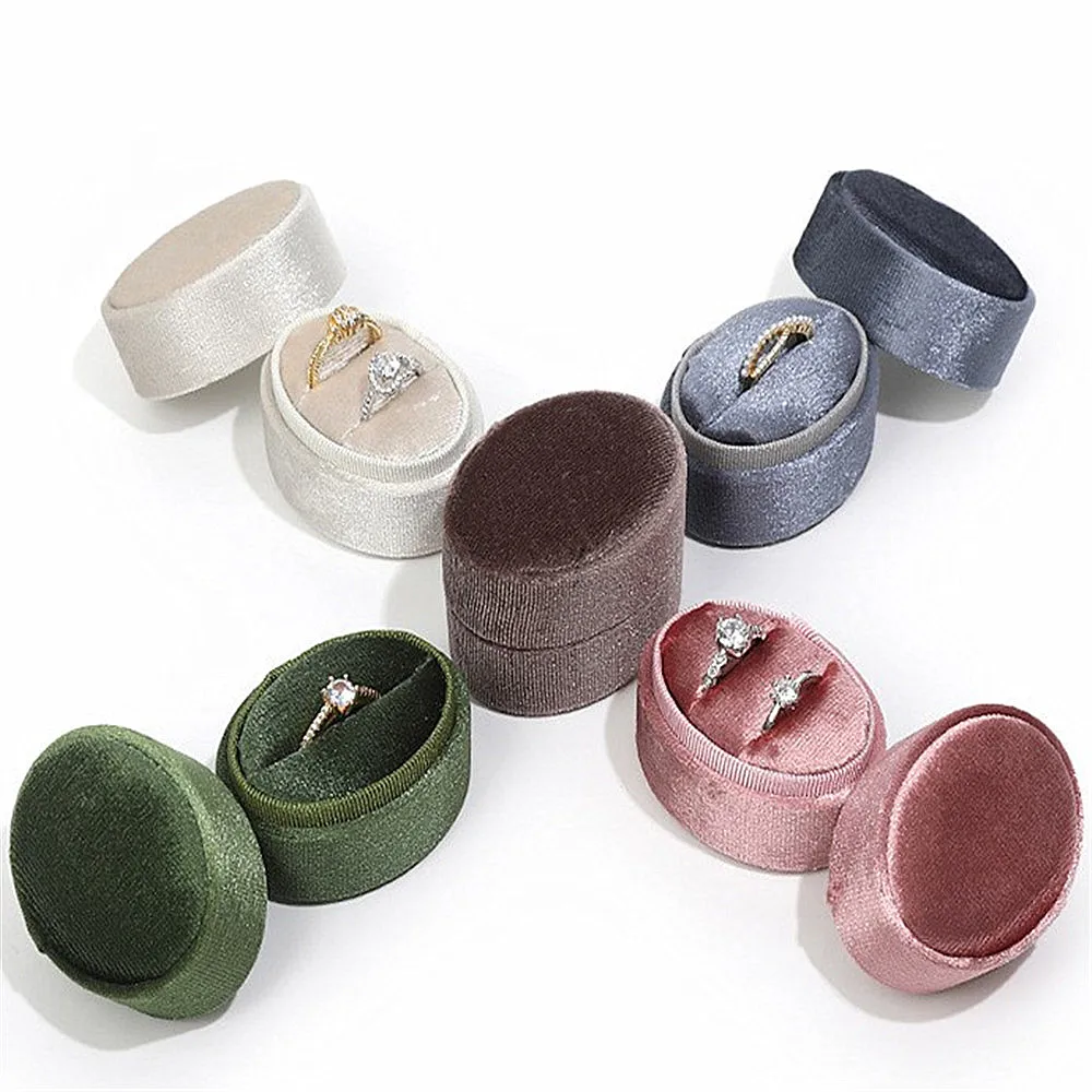 Flannel Jewelry Box Oval Ring Box Simple And Exquisite Velvet Jewelry Box Double Rings Box For Wedding Gift Wrap Packaging Case new suede nap fabric and wrapped velvet jewelry tray rings box earrings case necklaces storage pendats holder bracelets stand