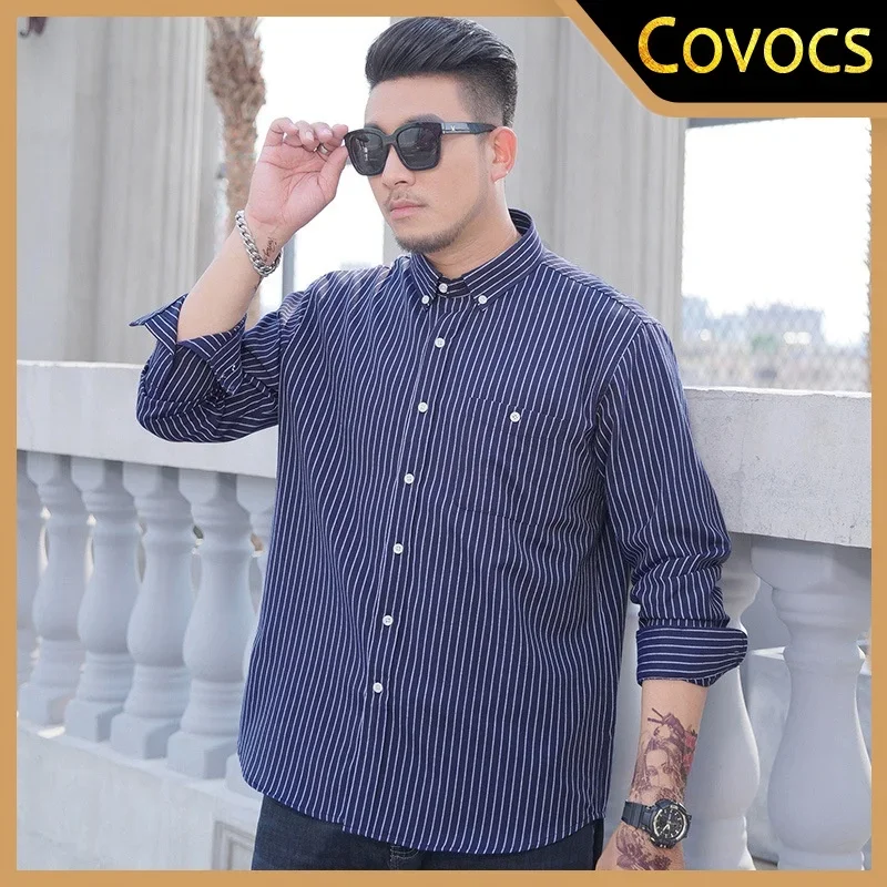 

Men's Long-Sleeved shirts Plain Weave Large Size Fashion Casual Formal Wear Top 7xl, 8xl, 9XL High-Quality Shirts