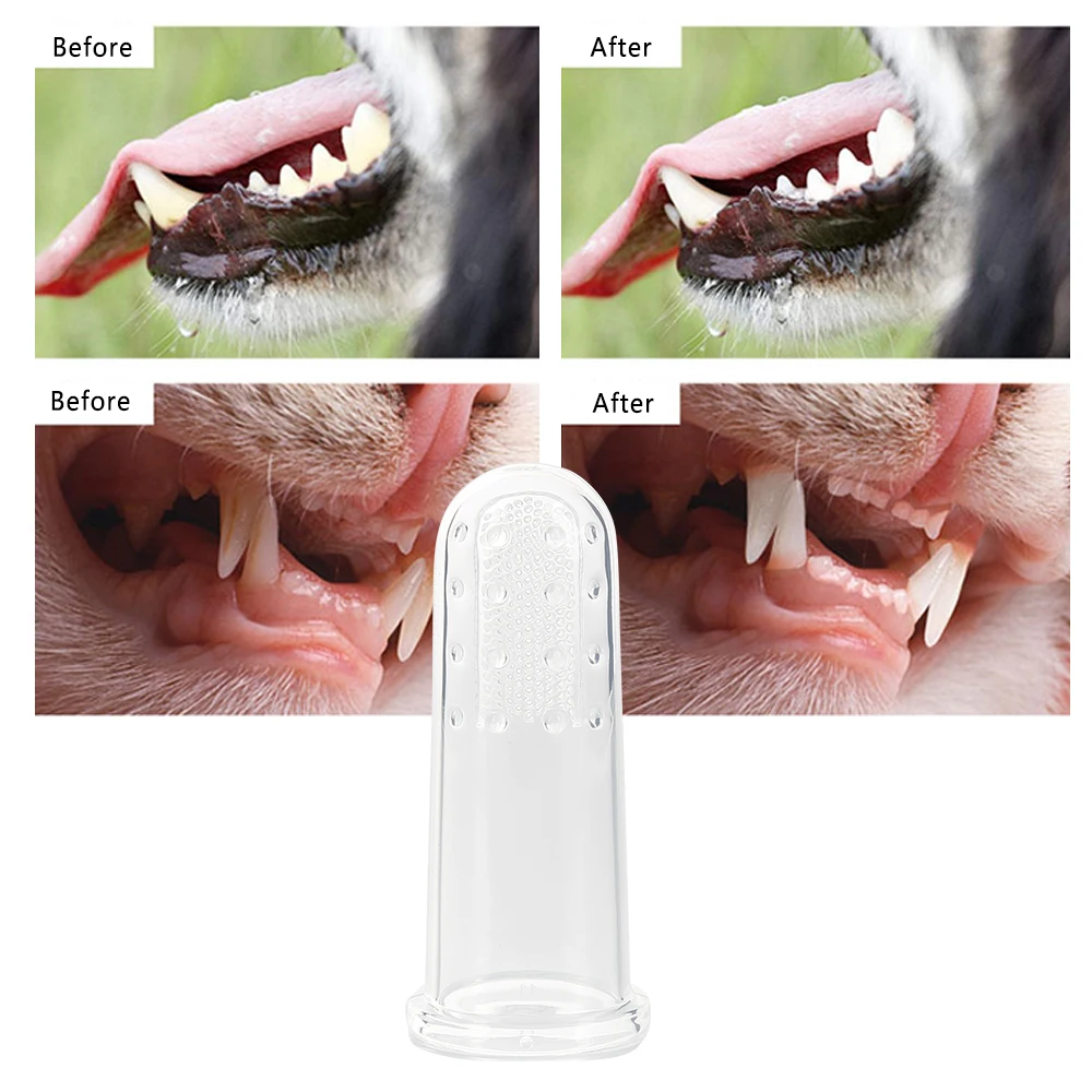 Title 3, 1/3 Pcs Soft Pet Finger Dog Toothbrush Dog Brus...