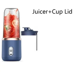 Portable 400ml USB Rechargeable Blender - Compact Travel Juicer Cup for Smoothies & Milkshakes (Single Cup Blue)