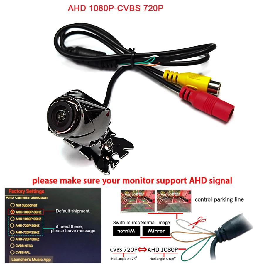 

1920*1080P AHD 180deg fisheye Reversing Parking Camera for front/rear camera universal positive Dynamic Trajectory camera HD
