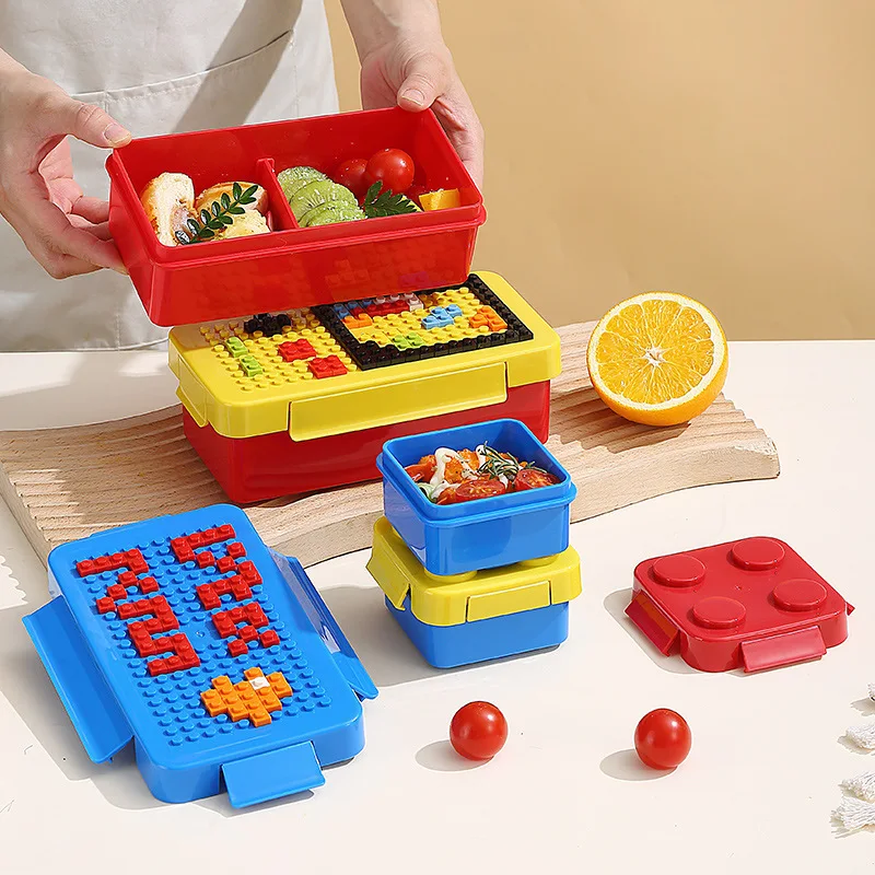 

DIY building block box lunch box, creative food container, packaging box lunch bag, children's microwave box lunch box storage