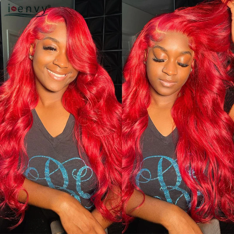 

13X6 Hd Lace Frontal Wig Body Wave 34 Inches Long Colored Red Lace Front Wig Pre Plucked 13X4 Burgundy 99J Human Hair Wigs Women
