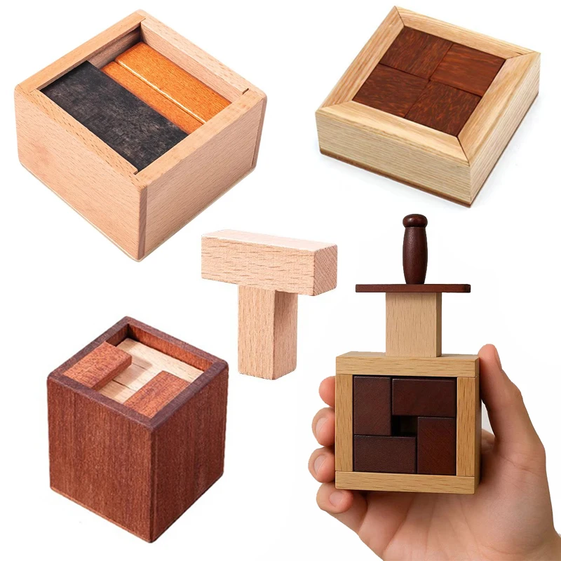 Challenging Wooden Brain Teaser Puzzle Box - Unique Gift