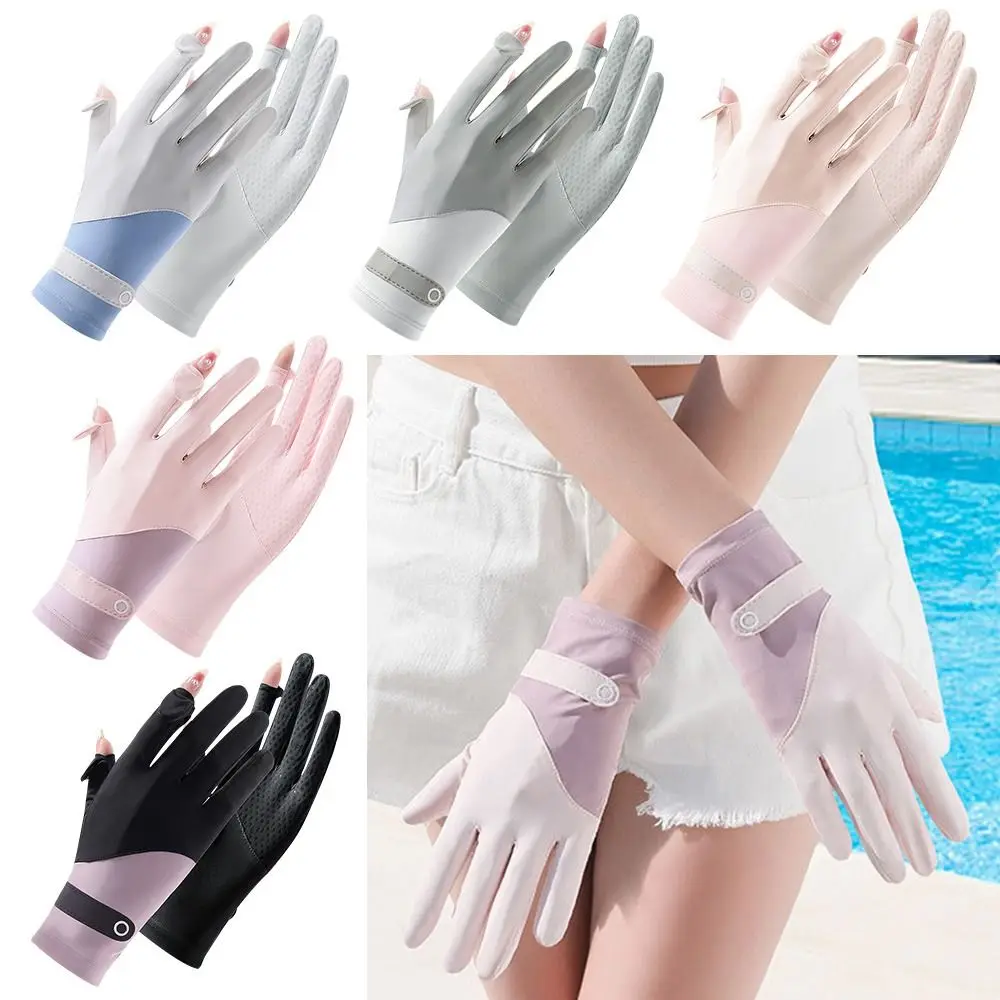 Women Summer Ice Silk Sunscreen Gloves Touch Screen Anti-UV Breathable Non Slip Riding Driving for cycling gloves,sunscreen gloves