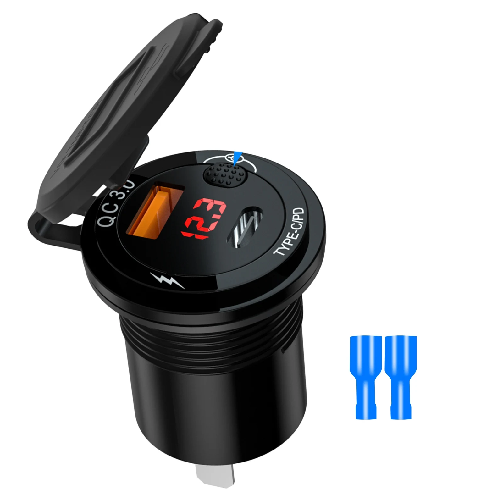 

12V USB PD Charger Socket with LED Display&Power Switch 20W 3.4A Car Charger Adapter Universal Truck for Phone Tablet