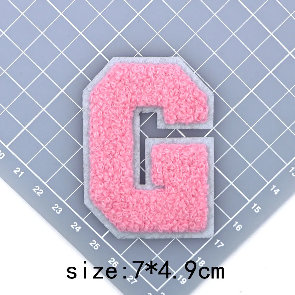 1pc A-Z rosa Chenille Stickerei Buchstaben Alphabet Eisen auf Patches für Kleidung Applique DIY benutzer definierte Name Abzeichen Dekor Aufkleber – Detail 11