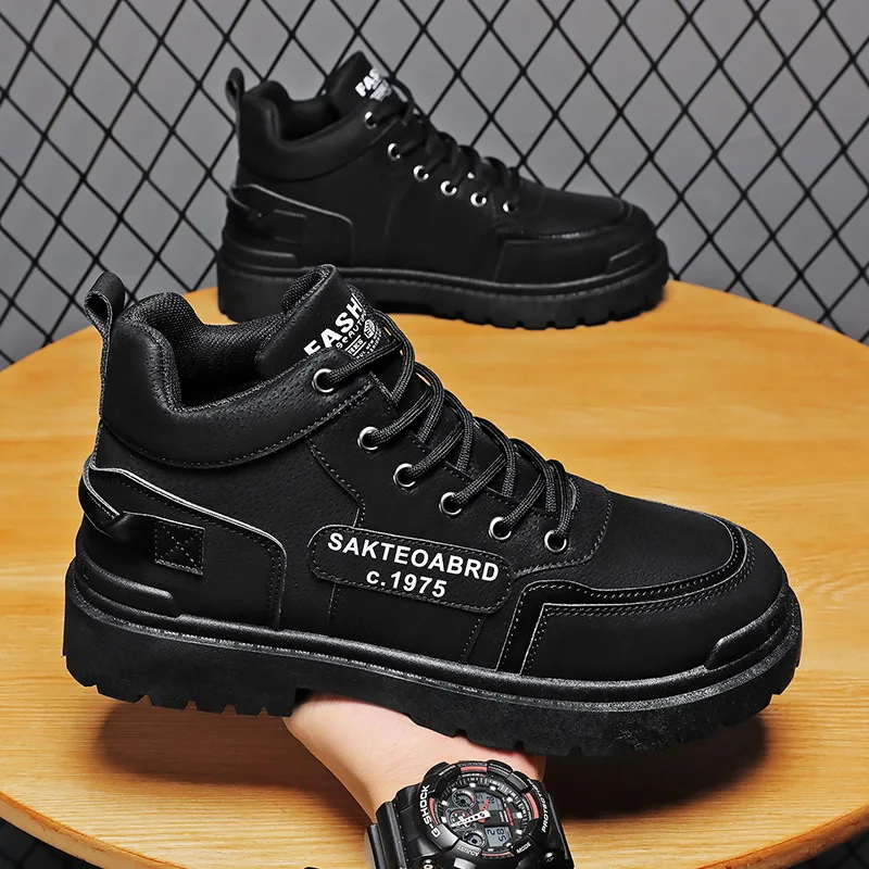 Men\'s Trendy All-match Boots Waterproof Wear-resistant Hiking Boots 2022 Autumn New High-top Sneakers Men Casual Platform Boots