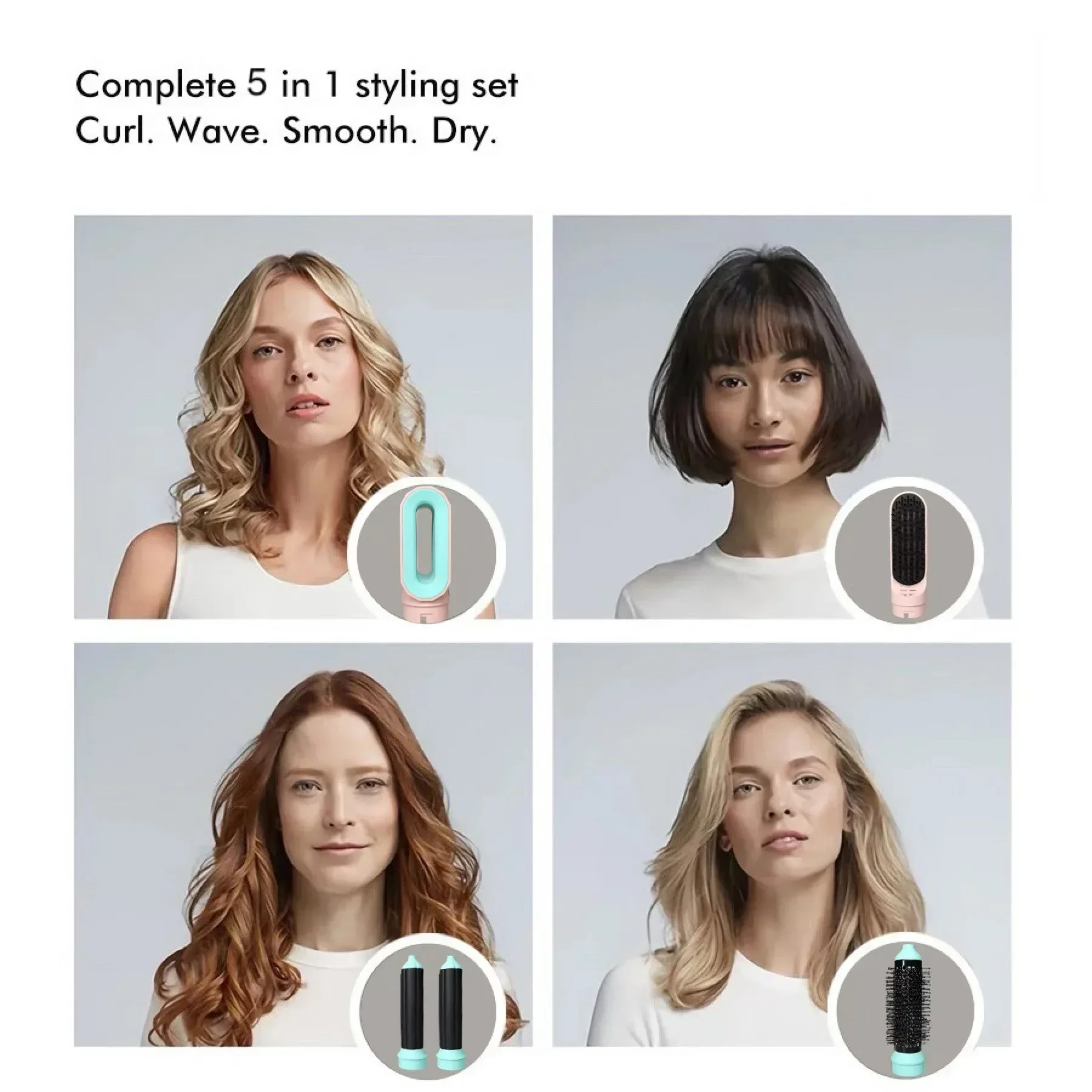 5 in 1 High Speed Hair Styler Electric Curling Iron Hair Dryer Curler Straightening Brush Negative Ion hair dryer hair styler air hair styler hair styling set