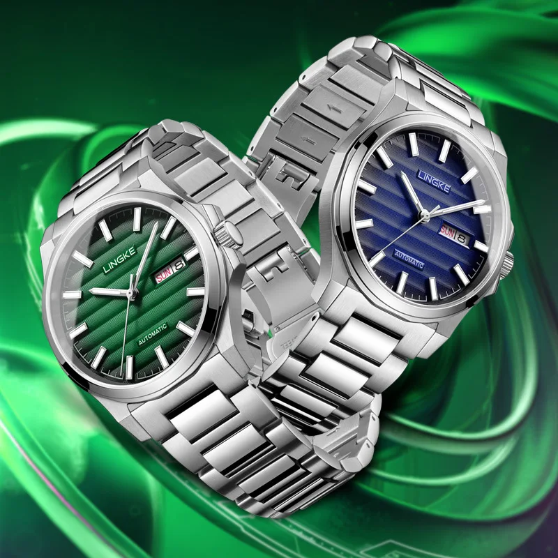 LINGKE High-end Luxury Tourbillon Mechanical Watch for Men Stainless Steel Waterproof Automatic Skeleton Watches Mens