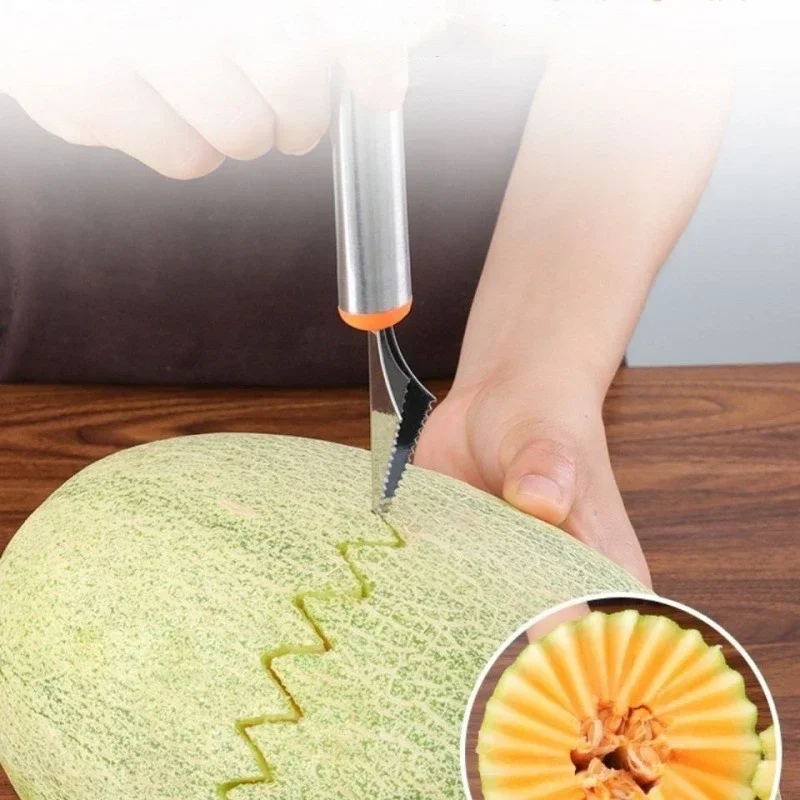 Kitchen Gadgets Stainless Steel Triangle Fruit Platter Non-slip Carving Knife Artificial Spoon Tools Dining Bar Home Garden