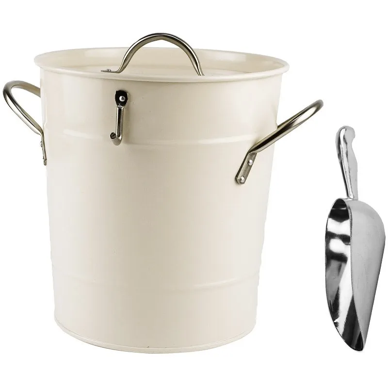 Tinplate Ice Bucket With Lid Whiskey Glass Can Cooler Beer Drink Cooler Double-Deck Bar Accessories Free Ice Shovel 3.5L