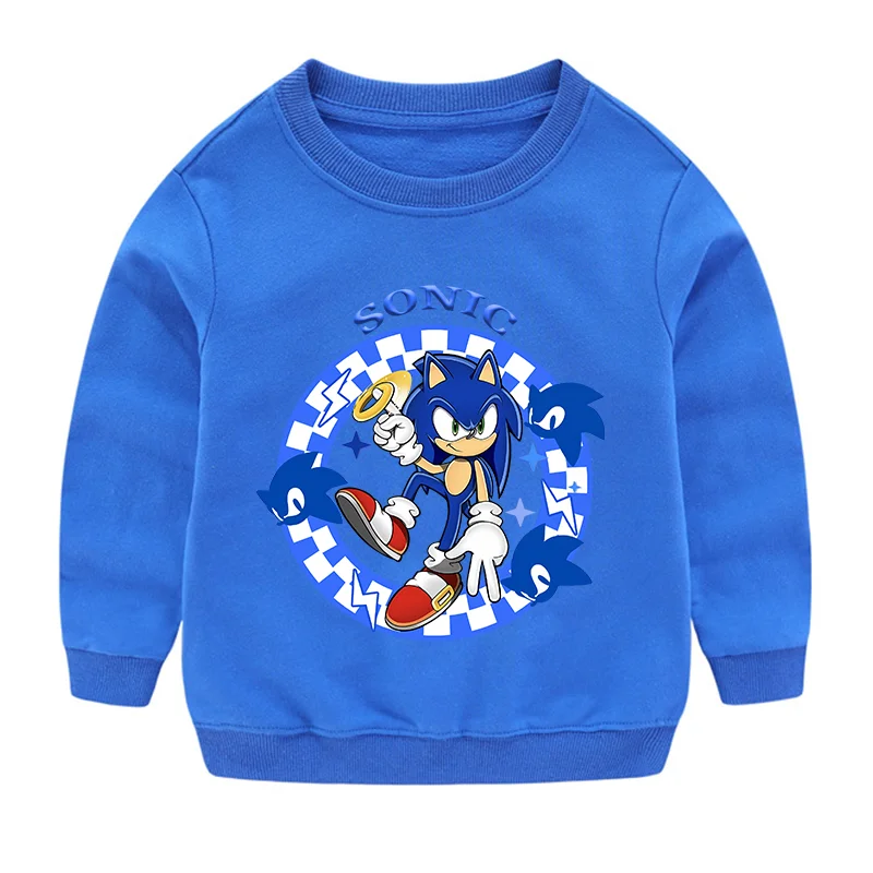 thumbnail image 1 of Sudadera de Sonic, sudadera holgada informal con estampado de dibujos animados, ropa de primavera para niños, jersey de manga larga con dibujos animados para niñas, camisetas para niños, 1 of 4