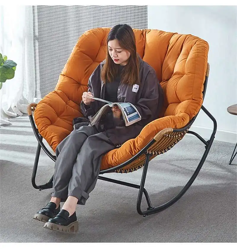 Home Balcony Rocking Chair Nordic Lazy Living Room Chairs Reclining Chair Rattan Sofa Chair Home Furniture Leisure Rocking Chair
