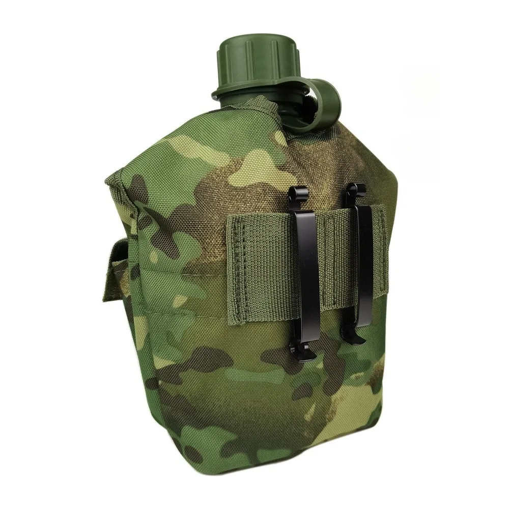 Outdoor Sports Bottles Military Canteen Bottle Camping Hiking Backpacking Survival Water Bottle Multifunctional Kettle 1 Set 1L