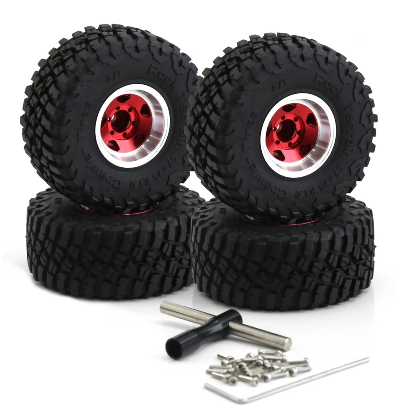 

4pcs 57mm Metal 1.0" Beadlock Wheel Rim Rubber Tire Set for 1/18 1/24 RC Crawler Axial SCX24 AX24 TRX4M FCX24 Upgrade Parts