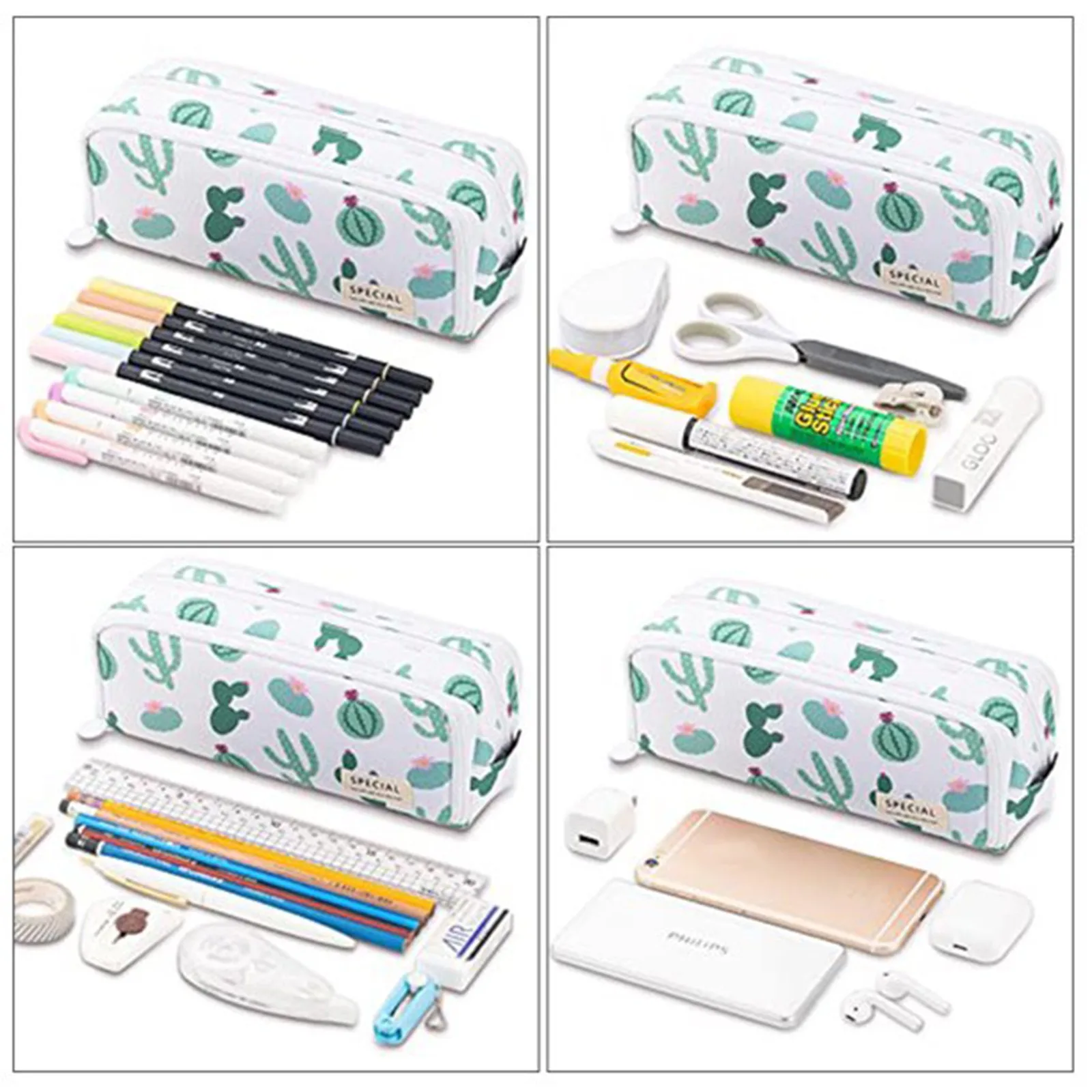 Pencil Case Tray Pencil Pouch with 3 Compartments Stationery Bag Pencil Bag  for Girls Teens Students Art School and Office Suppl - AliExpress