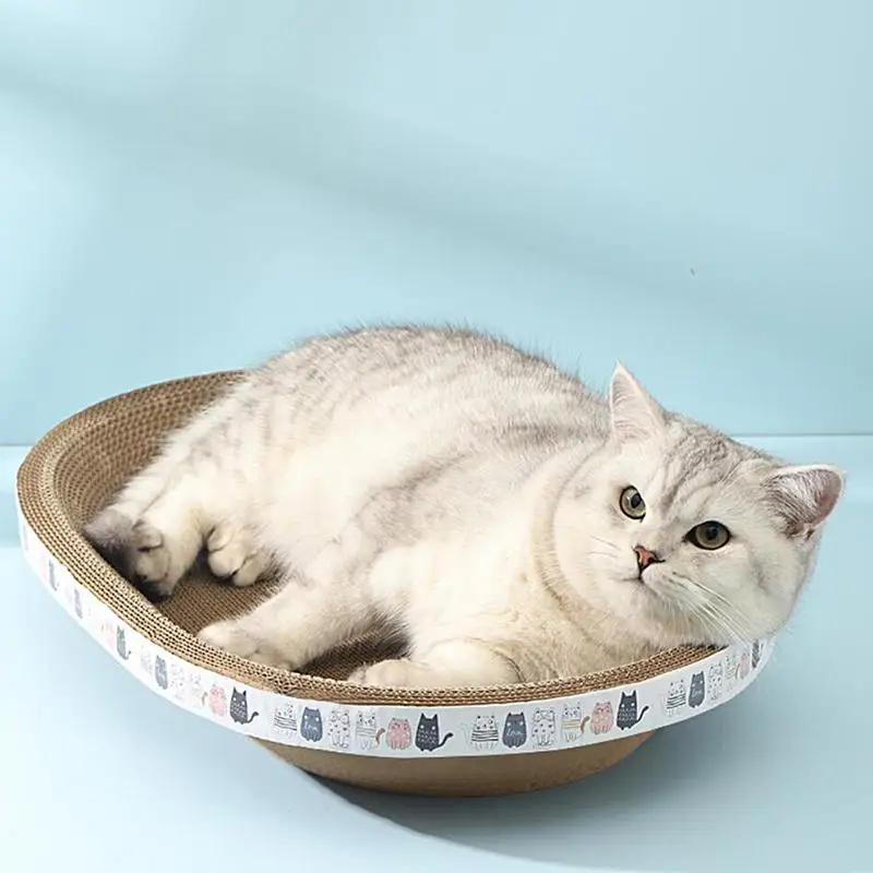 

Scratching Board For Cats Oval-shaped Durable High-Density Cat Scratcher Cardboard Posts Cat Furniture Scratching Pads For