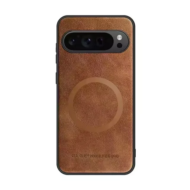 Magnetic Leather Shockproof Phone Case with Magsafe Charging Compatibility