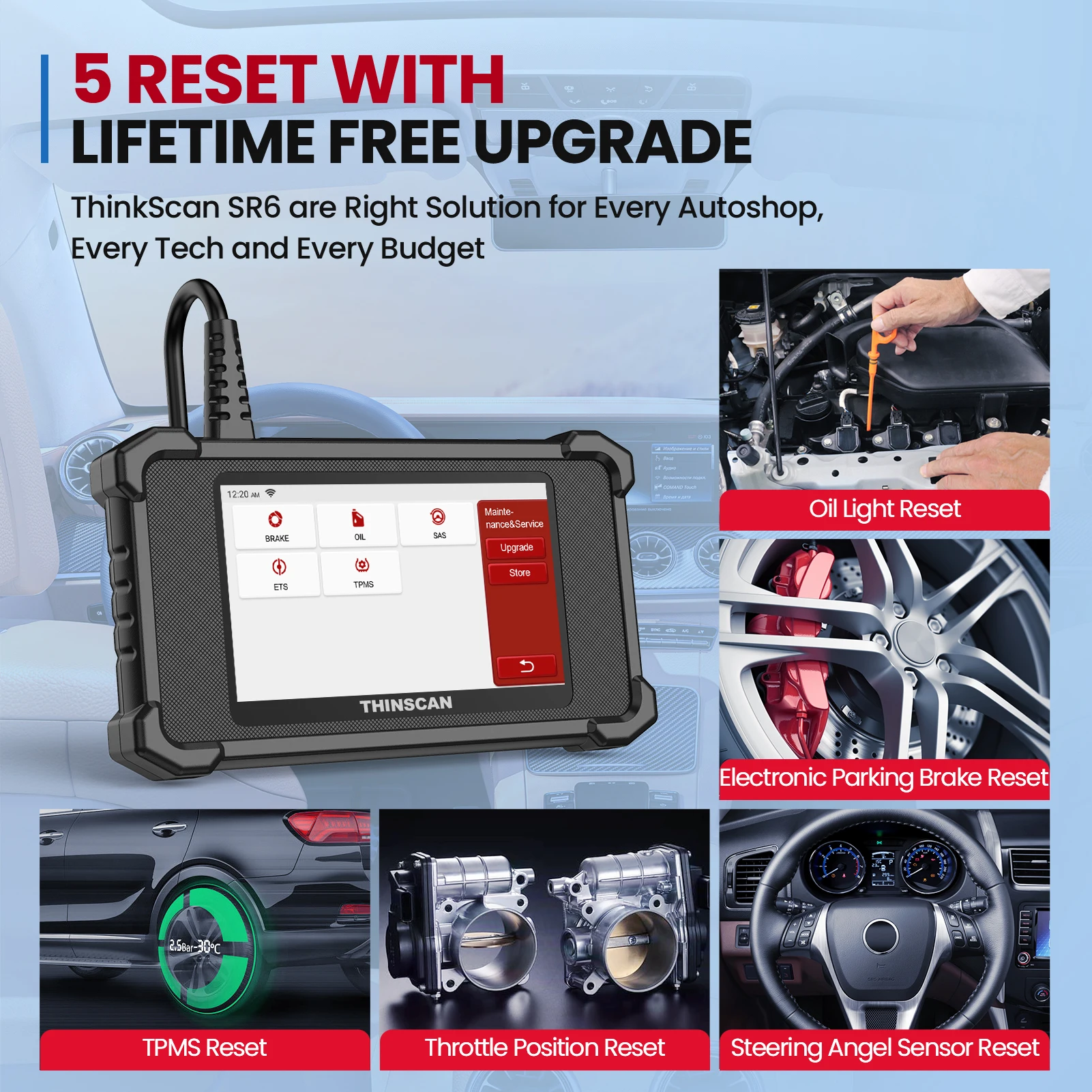 THINKSCAN 자동차 OBD2 코드 리더 스캔 도구, SR6 OBD2 스캐너, 6 시스템 진단, 자동차 스캐너, 오토모트리즈 진단 도구