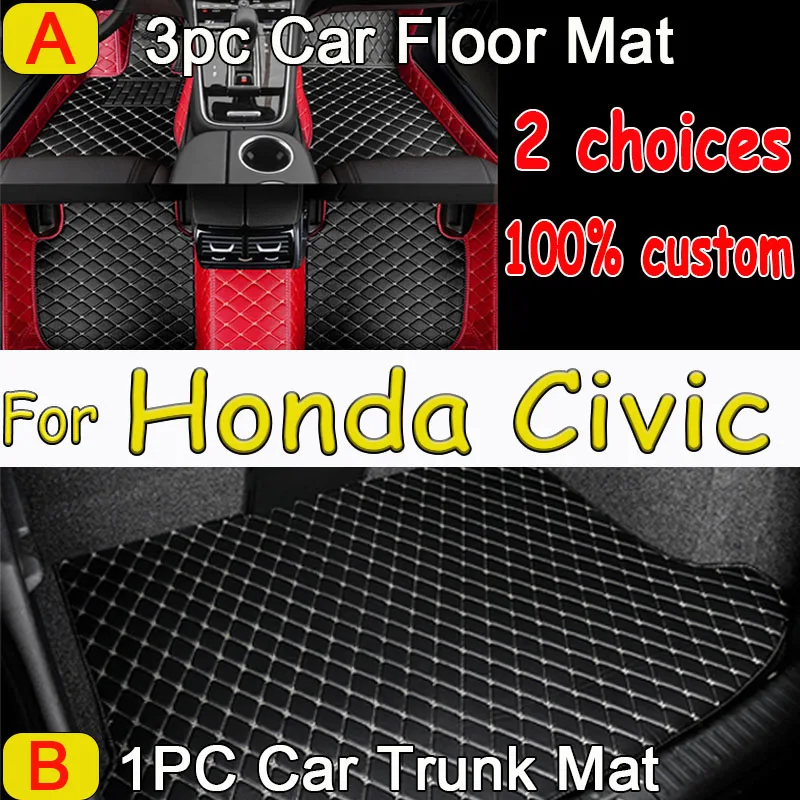 

Car floor mats for Honda Civic 2016 2017 2018 2019 2020 2021 2022 Custom auto foot Pads automobile carpet cover