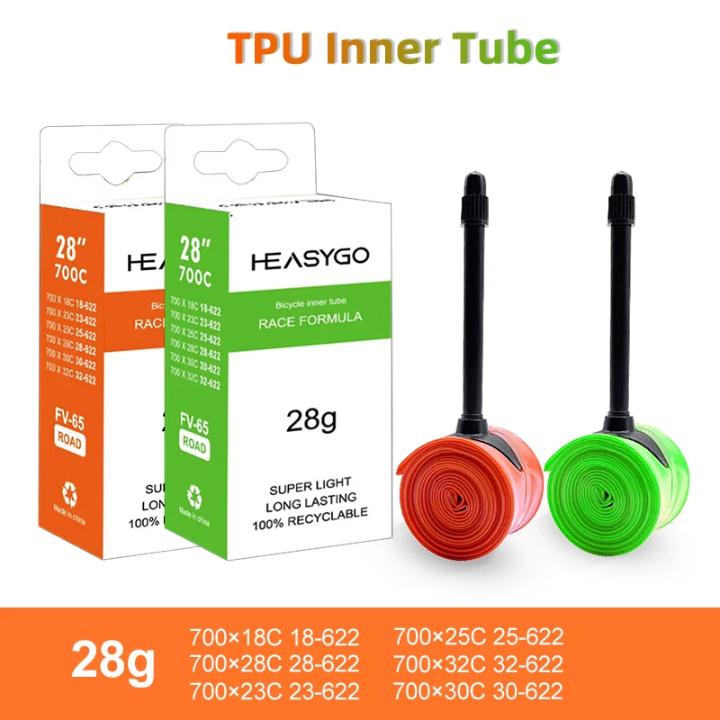 Description Picture 3 of itemUltralight Bike Inner Tube 700C 18 23 25 28 32 Road Bicycle TPU Tire 65mm Length French Valve Super Light Tube
