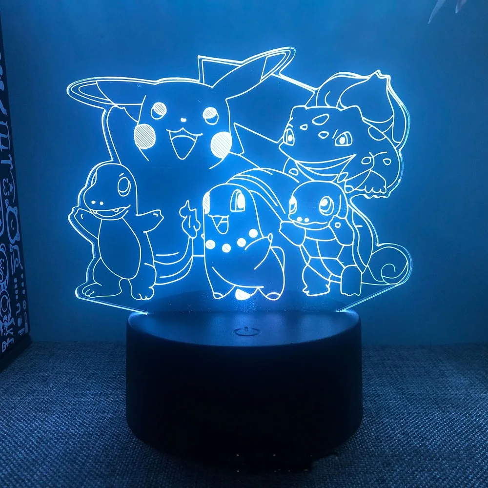 Veilleuse Pokémon Pikachu pour enfants, Eevee, Psyresines, Bulbasaur,  Jirachi Figure, Lampe de chevet, Cadeau d'anniversaire et de Noël, Original  - AliExpress