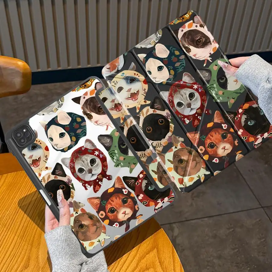 Cartoon Cat Design Tablet Holder Cover Case