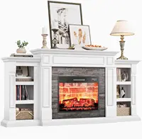 70" Electric Fireplace with Mantel Fireplace TV Stand for TVs Up to 80 Inch Modern Entertainment Center with Storage 1