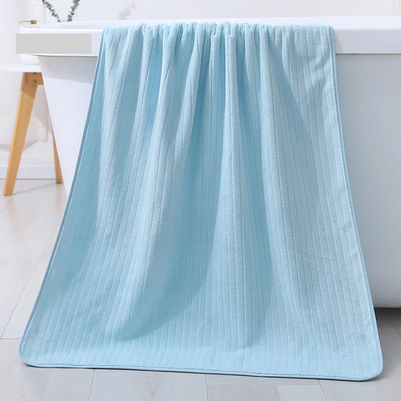 Coral velvet striped bath towel, pineapple grid quick drying towel, bath towel, small vertical strip, thickened water_voghion.com
