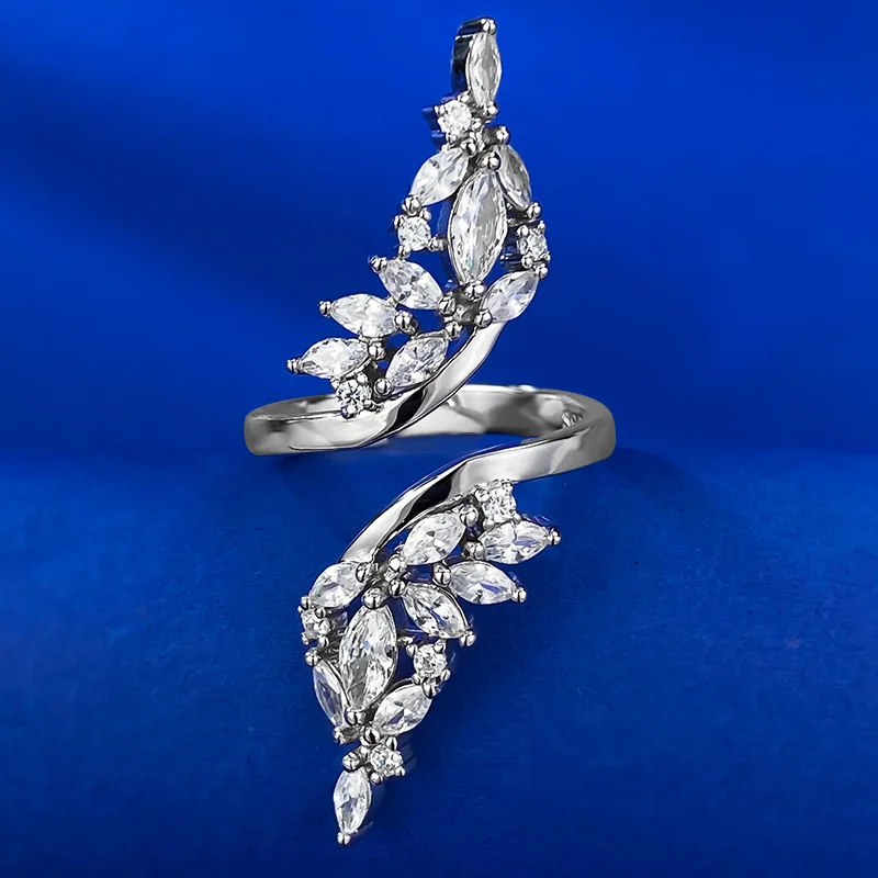 

Новинка 2023, кольцо в стиле INS из серебра пробы с имитацией бриллиантов, простое Открытое кольцо, товар для международной торговли