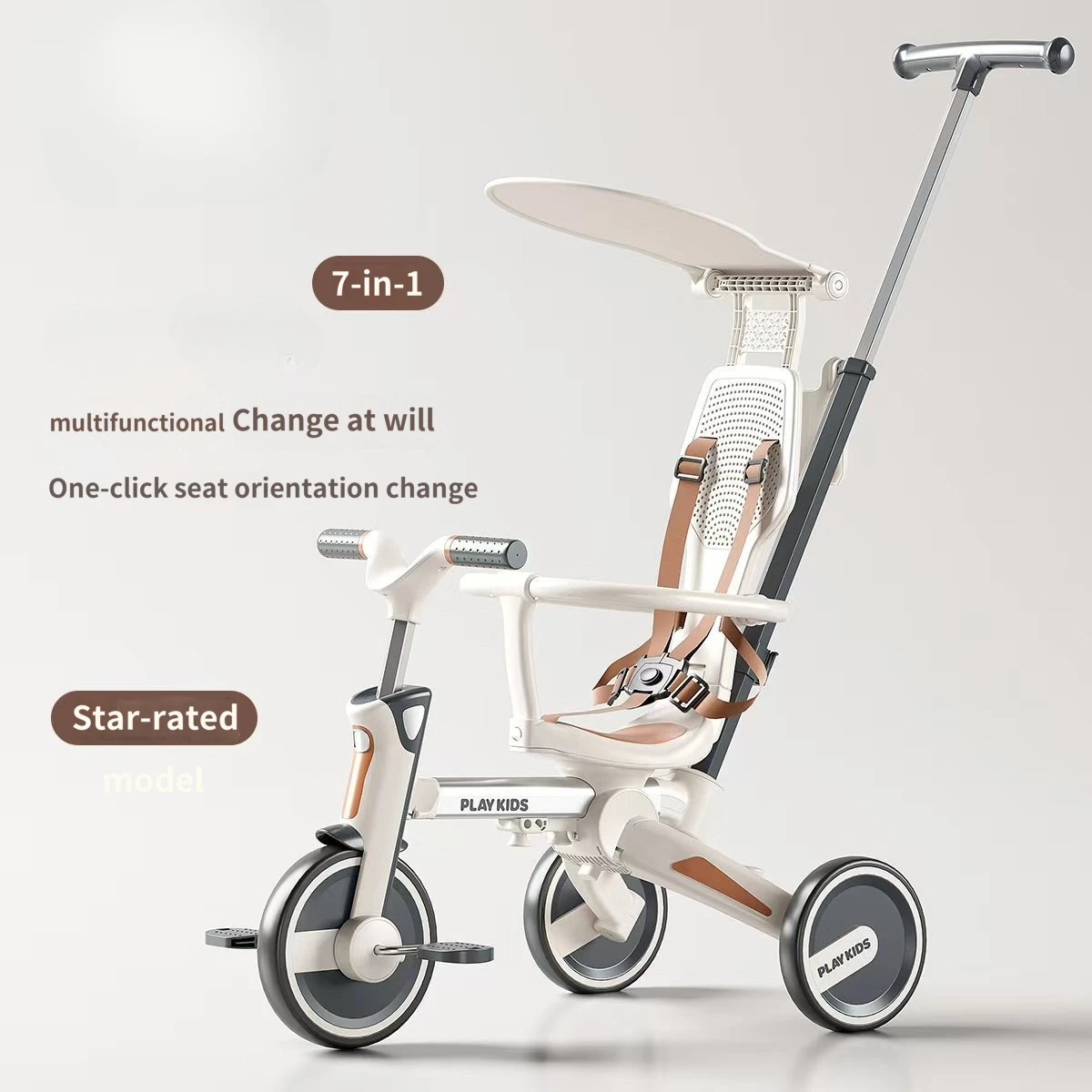 4 in 1 Balance Bike Mini Foldable Tricycle Baby Comfortable Trike with Pedal Kids Trolley