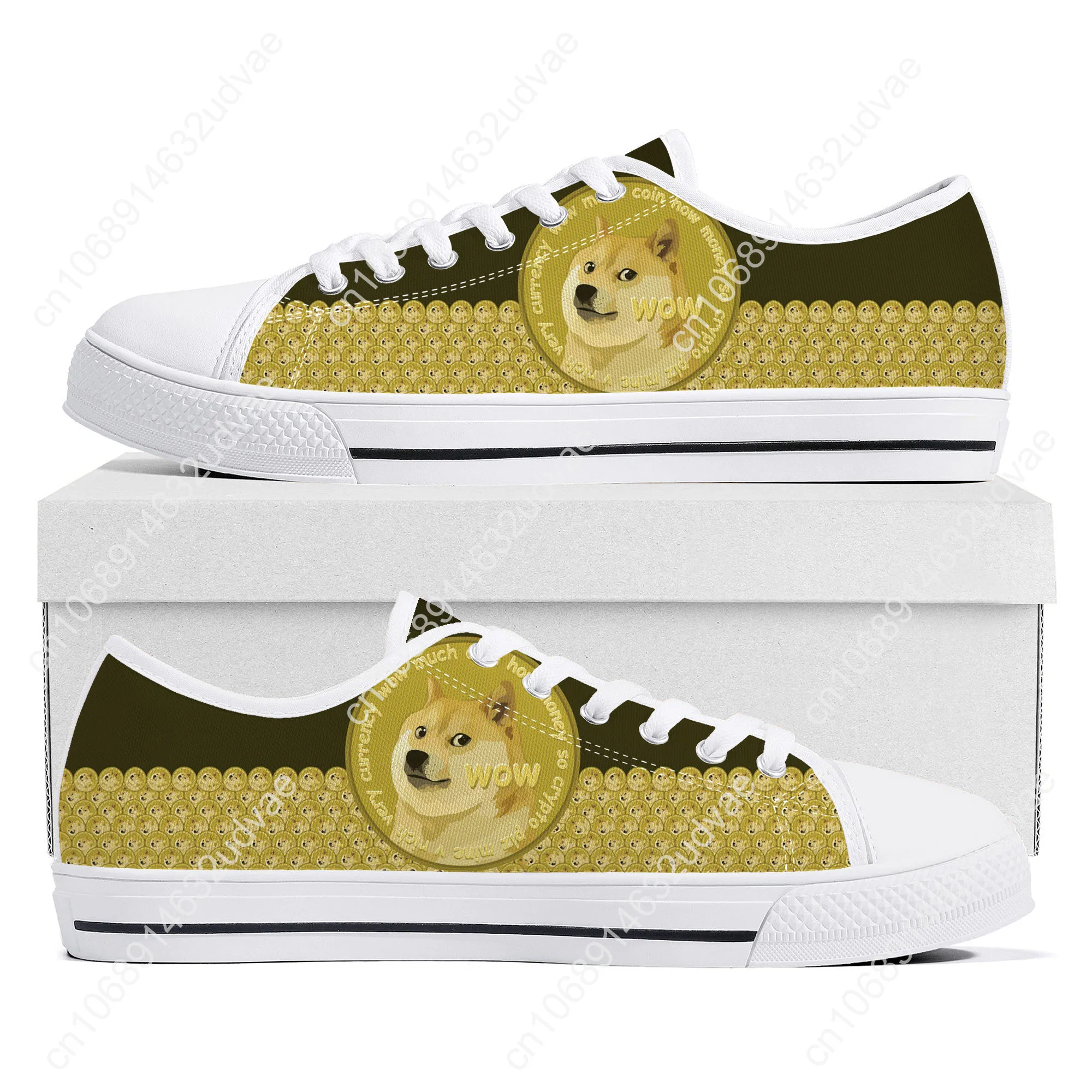 Dogecoin Crypto Currency Dog Coin Low Top Sneakers High Quality Mens Womens Teenager Canvas Sneaker Couple Shoes Custom Shoe