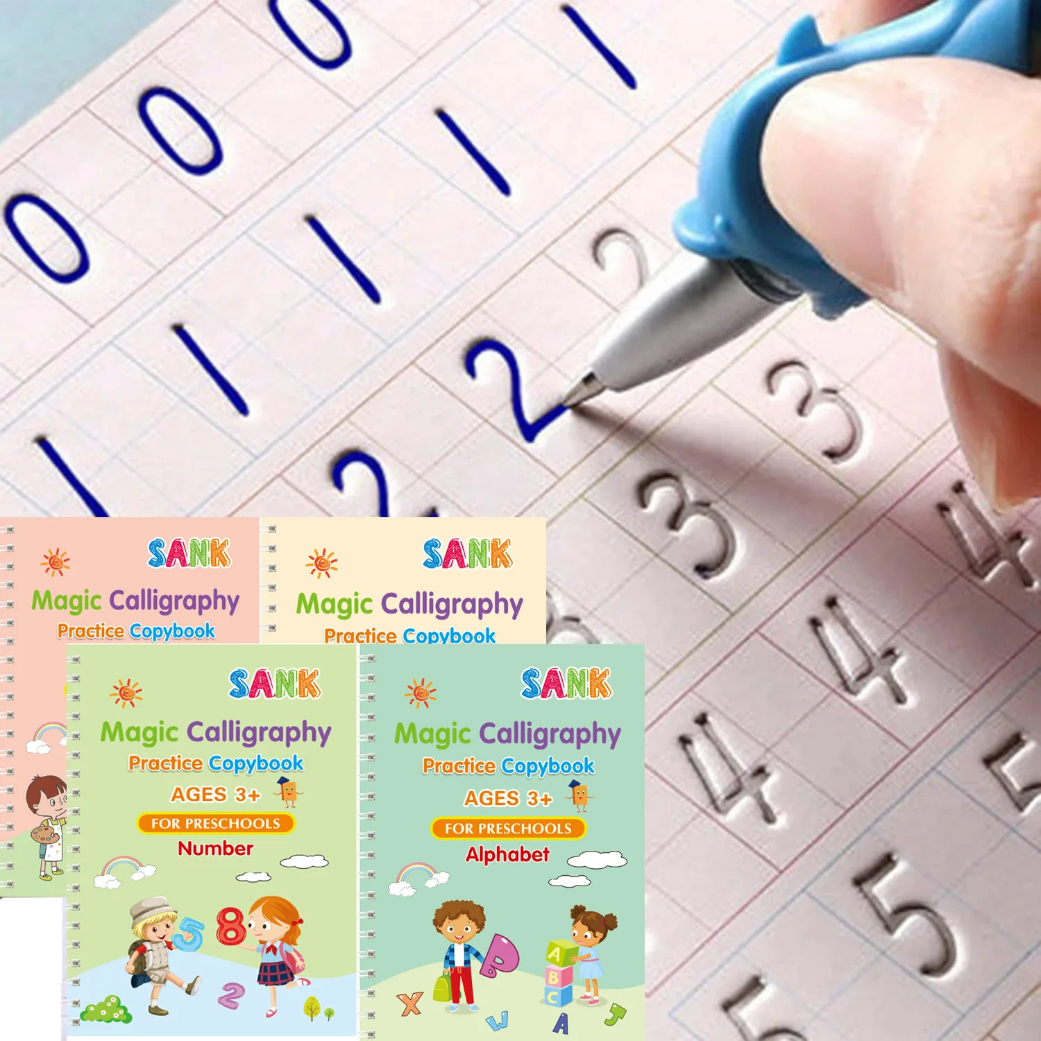 Sank Magic Practice Copybook Pen Preschools Kids Calligraphy English Verison Free Wiping Children Reusable Writing Book 1