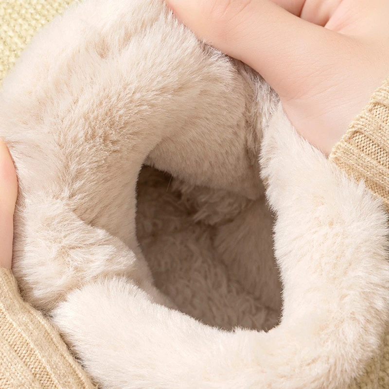 Thicken Warm Bag Heels Cotton Slippers Women Slip On Soft Sole Velvet Cotton Padded Shoes Woman Home Non Slip Plush Slippers