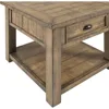 Monterey End Table - Reclaimed Natural Wood Finish- Coastal Style - with Shelf and Cabinet for Storage 5