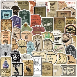 50PCS Retro Gothic Halloween Witch Potion Label Stickers Vintage Decals (50PCS All)
