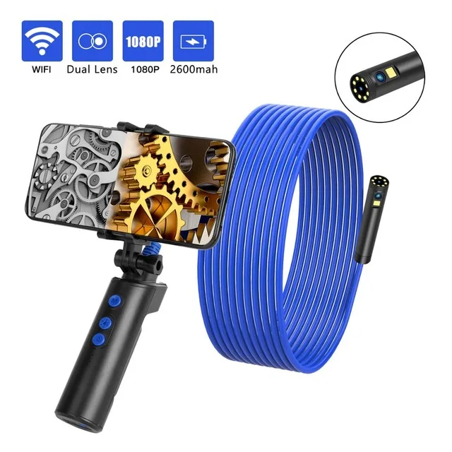 2MP 1080P 8mm  Dual Lens WIFI Endoscope Water-proof IP66 CMOS Borescope Inspection Digital Microscope Camera Otoscope