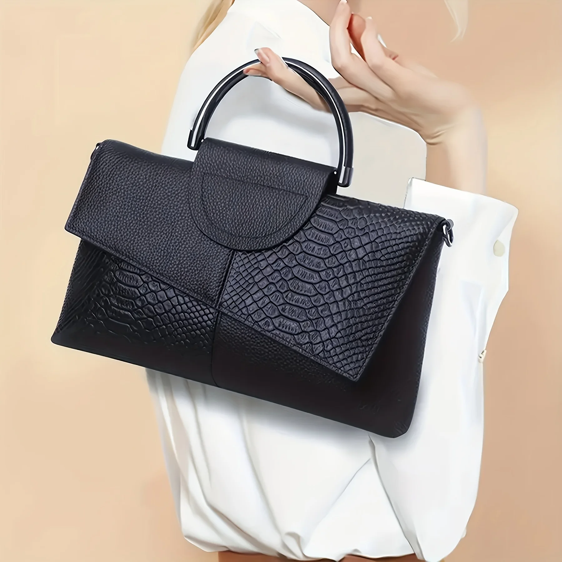 orean Style 2025 New PU Leather Handbag Women's Trendy Tote Bag Versatile Clutch Designer Handbag Fashion Tote Clutch