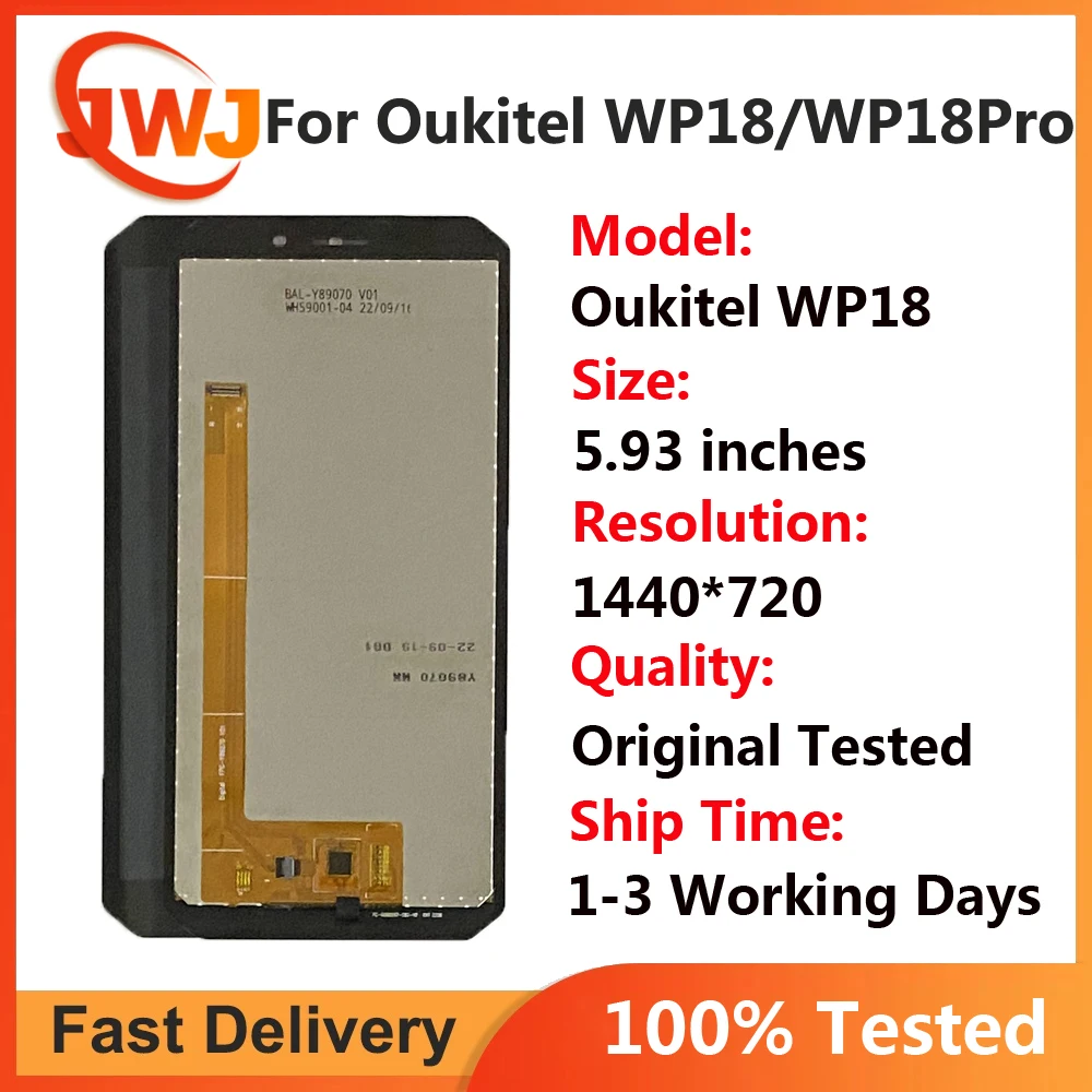 

Original 5.93" 100% Tested LCD For OUKITEL WP18 LCD Display Touch Screen Replacement OUKITEL WP18 Pro LCD Sensor Screen