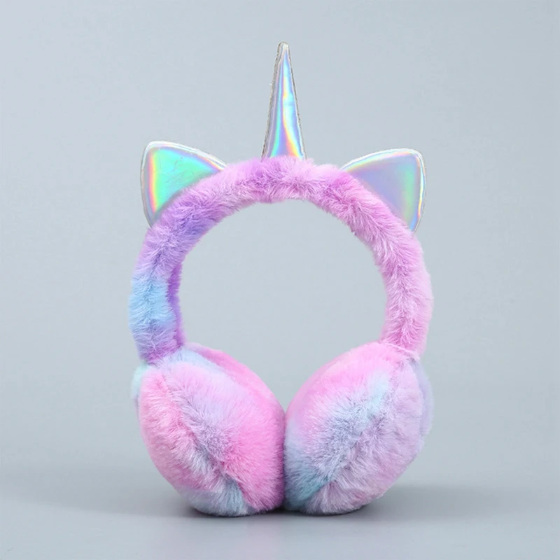 Children Hat Winter Warmer Unicorn Plush Earflap Earmuffs Cat Ears Caps Headband Tie-dye Fur